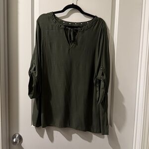 Torrid Olive Green Women's Blouse with Grommet Detail